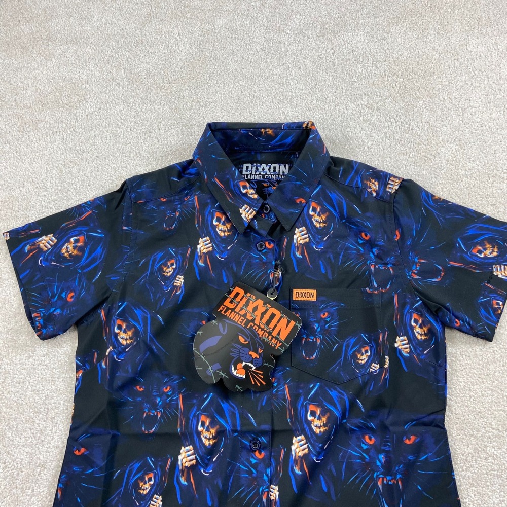 NWT Dixxon Flannel‎ Co Sex Panther Shirt Women Small Black Grim Reaper
